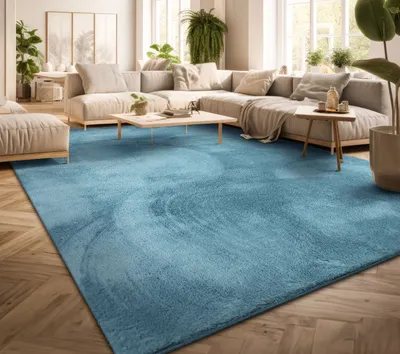 Produktbild von TT Home Teppich Wohnzimmer Kurzflor Anti-Rutsch Rückseite Einfarbiges Design Waschbar Größe 80x150 cm