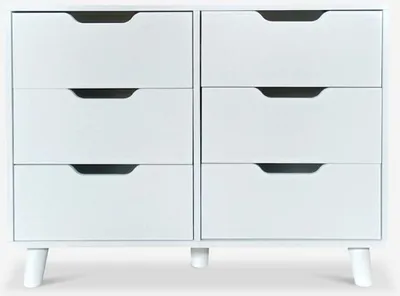 Produktbild von Schlafzimmer Sideboard Wohnzimmer 6 Schubladen weiß Kamil