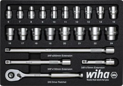 Produktbild von Wiha 44708 Gelenk-Steckschlüsseleinsatz-Set 280 mm (44708)
