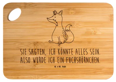 Produktbild von Mr. & Mrs. Panda Brett Einhorn Wunsch - Transparent - Geschenk, Einhörner, Füchse, Schneidebrett, Holzbrett, Unicorn, Holzbrettchen, Unicorns, holzschneidebrett, Fuchs