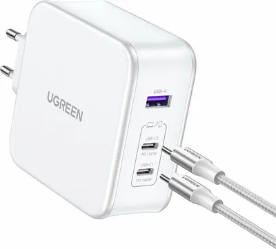 Obrázok produktu pre Ugreen Nabíjačka Usb-A/2Xusb-C 140W + kábel Usb-C-Usb-C 1,5M-biely