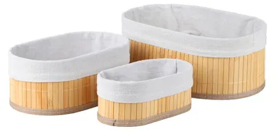 Image de DOCHTMANN Lot de 3 paniers de rangement ovales, en bambou