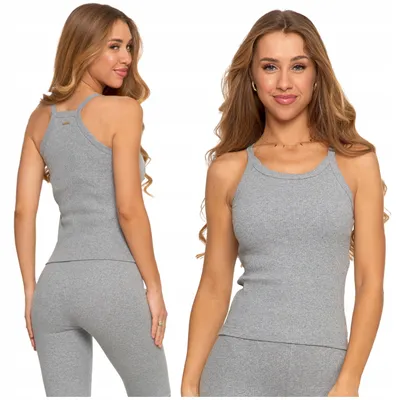 Produktbild von Damenshirt - Sportshirt Größe L - Tanktop grau - Top Damen - Sporttop