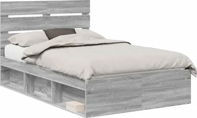 Zdjęcie produktu dla vidaXL Rama łóżka szara Sonoma 120 x 190 cm lite drewno sosnowe