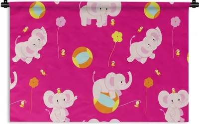 Produktbild von MuchoWow® Wandteppich Wandbehang Elefant - Blumen - Muster 60x40 cm Tapisserie Dekoration Wandtuch - Wanddekorationen