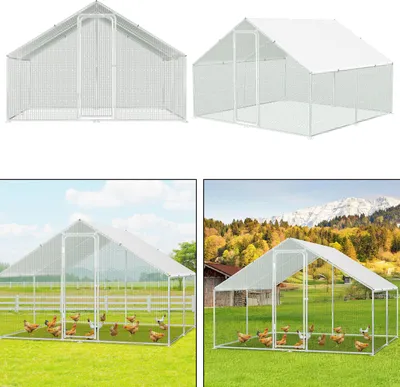 Zdjęcie produktu dla Jayseuw Kurnik Dach dla kurczaków Kurnik dla drobiu Kurnik dla małych zwierząt Woliera z zamykaną bramką,  3 x 3 x 2 m