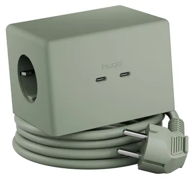 Zdjęcie produktu dla Brennenstuhl hugo! ONE 2. generacji – kostka z gniazdkami i portem USB-C 20 W PD, ładowarka bezprzewodowa (listwa zasilająca z portem USB-C, przełącznik dotykowy, indukcyjna stacja ładująca z kablem o długości 2 m) w kolorze miętowej zieleni