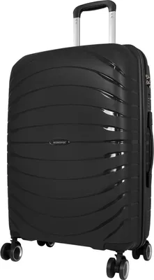 A black suitcase on a white background.