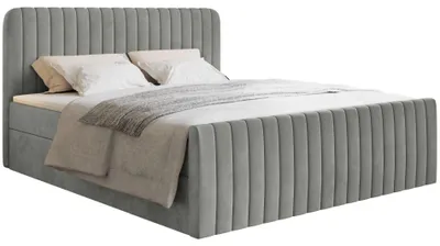 Produktbild von Selsey Saliano - Boxspringbett 140x200 mit Bettkasten, Topper und Samtbezug, Grau