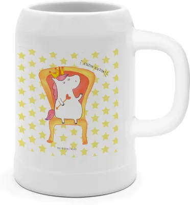 Produktbild von Mr. & Mrs. Panda Krug Einhorn König - Weiß - Geschenk, Deko, Bierhumpen, Bundeskanzler, Kaiser, Steinkrug, Prinzessin, Präsident, Krone, Humpen, Seidel, Bier
