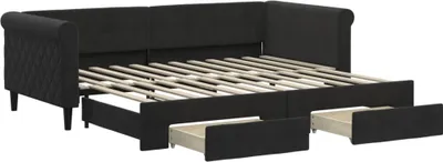 Zdjęcie produktu dla VidaXL 3197823, sofa rozkładana, Czarny, Pianka, Metal, Poliester, Drewno, 2290 mm, 1000 mm