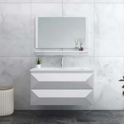 Produktbild von Faizee Home Miran Badmöbel-Set – moderner Waschplatz in Weiß Hochglanz