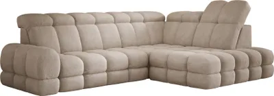 Image de DomoHome Canapé d'angle Tollo Beige Tissu Anthologie Côté droit 302x217x105 cm, Canapé en L avec fonction sommeil, Tiroir de lit 120x85x17 cm, Réglable électriquement