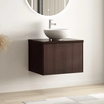 Zdjęcie produktu dla LOMAZOO MESSINA 60 cm, orzech ryflowany, biała umywalka