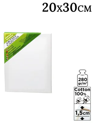 Obrázok produktu pre Plátno na maľovanie – napnuté plátno – 100 % bavlna – rám z borovicového dreva – vhodné na akrylové a olejové farby – 20 × 30 cm – biela farba