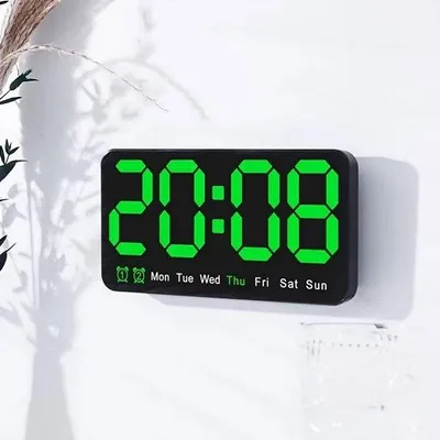 Immagine prodotto di Orologio da parete digitale con indicatore della temperatura, data, agenda settimanale, funzione timer, orologio da ufficio/sveglia 24 ore, orologio da parete a LED, verde