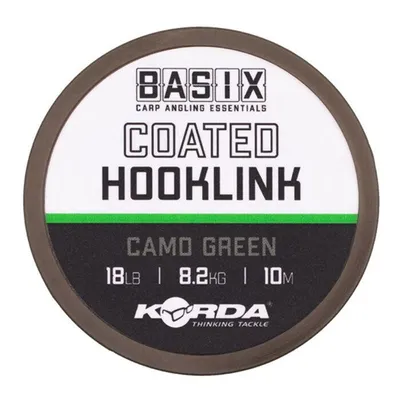 Produktbild von Korda Basix Coated Hooklink Camo Green - 10m Vorfachschnur, Tragkraft:18lb / 8.2kg