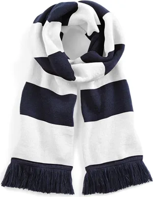 Immagine prodotto di Beechfield B479 | Sciarpa Varsity / Sciarpa invernale da uomo - Colore: French Navy/White - Taglia: Unica