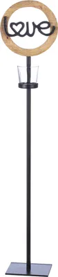 Zdjęcie produktu dla Gilde Teelichtleuchter, Herzmotiv, Schriftzug, Aluminium, Mangoholz, naturfarben, VE 2, L. 13 cm, B. 17 cm, H. 80 cm 55339 4063387553398