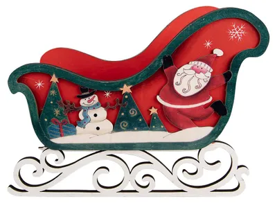 Imagen del producto de Figura decorativa navideña de Clayre & Eef, trineo rojo de madera