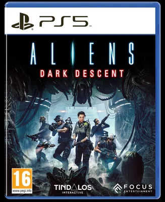The image is the cover art for the video game Aliens: Dark Descent for PlayStation 5.