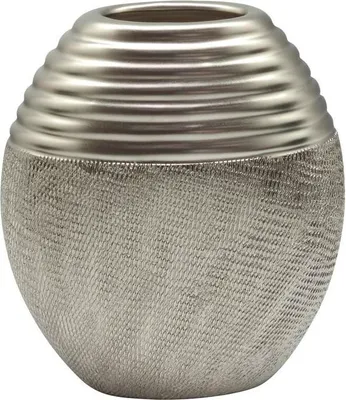 Productafbeelding van Gilde Vase oval "Trace" silber matt/glänzend L= 9,5 cm B= 18,0 cm H= 19,0 cm 47063