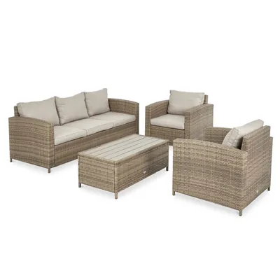 Produktbild von di volio Gartenmöbel VELETI, Gartenmöbel-Set für 5 Personen - Couchtisch & 3-Sitzer-Sofa & 2 Sessel, aus hochwertigen Polyrattan, bequem & wetterfest