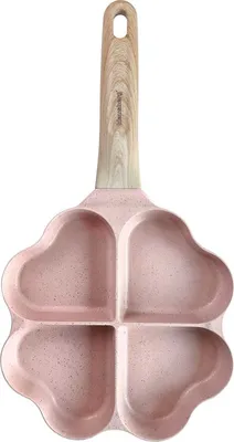 Produktbild von Pfannkuchenpfanne Bratpfanne Mit Marmorbeschichtung 4-In-1 Herzform Für Pfannkuchen, Eier, Pancakes 19X19Cm Rosa Klausberg Kb-7820