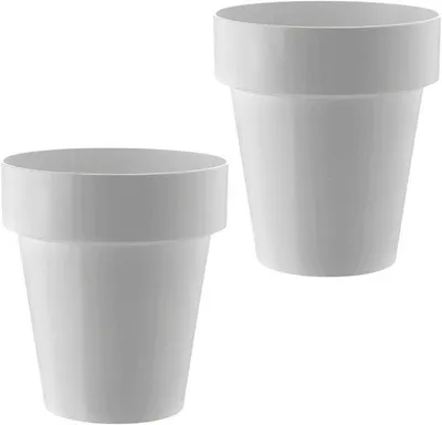 Obrázok produktu pre Plastový kvetináč, moderný, biely, 21 cm