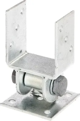 A metal post bracket on a white background.