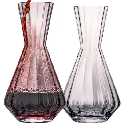 Produktbild von IMPERIAL glass Weindekanter 1200ml 2er Set – handgefertigte Karaffe aus Crystalline Glas mit gewellter Optik – Rotweinkaraffe Serie "Cali/London"
