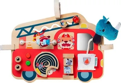 Image de Lilliputiens Panneau d'activités en bois Camion de pompiers Jouet sensoriel