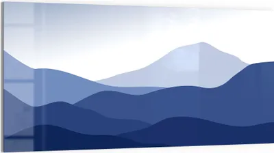 Produktbild von DEQORI Glasbild Echtglas 100x50 cm 'Berge im Blauschleier' Wandbild Bild modern Deko