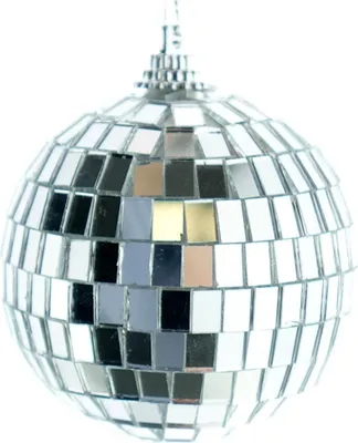 Produktbild von Weihnachtskugel Disco Silberfarben mit Spiegelplättchen Ø 6 cm