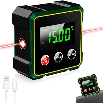 Produktbild von Digitales Winkelmessgerät mit magnetischer Befestigung Digitaler Winkelmesser Laser Wasserwaage wasserdichtes LCD-Display für Holzbearbeitungsmessung