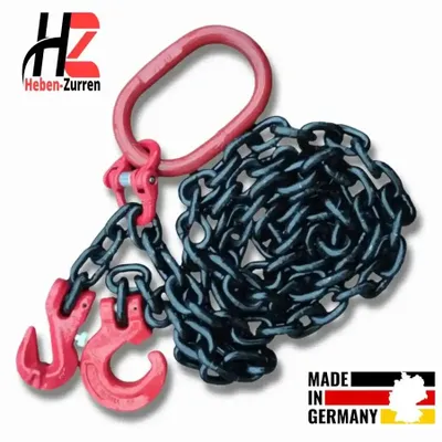 Produktbild von Forstkette GK8 mit Schlinghaken und Verkürzungshaken – 8 mm – 2 m – EN 818-2 – Zugkraft 4000 daN – schwarz lackiert