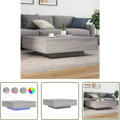 Obrázok produktu pre The Living Store Konferenčný stolík s LED osvetlením Grey Sonoma 100x100x31 cm