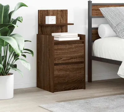 Obrázok produktu pre vidaXL Nočný stolík s 2 zásuvkami hnedý dubový vzhľad 38x34x80 cm