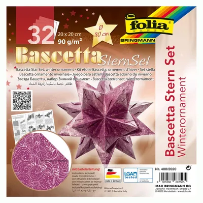 Produktbild von folia 400/2020 - Bastelset Bascetta Stern Winterornament lila/silber, 32 Blatt,