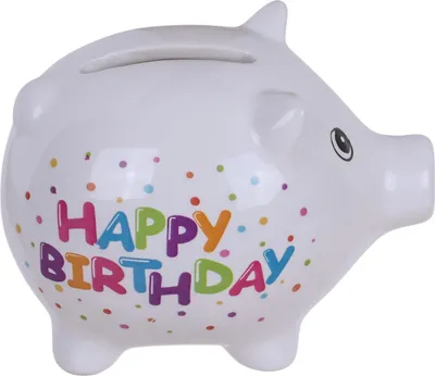 Produktbild von Sparschwein Happy Birthday Keramik 8cm