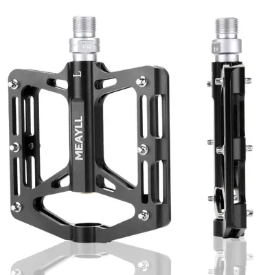 Obrázek produktu pro Pedály na kolo, MTB, hliník, CNC, ocelová osa Cr-Mo, 306 g, protiskluzové, černé, závit 9/16"