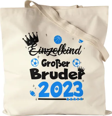 Produktbild von Einzelkind Wird Großer Bruder 2023 Jutebeutel Stoffbeutel Canvas Ankündigung Schwangerschaft Bruder Fußball Babynews