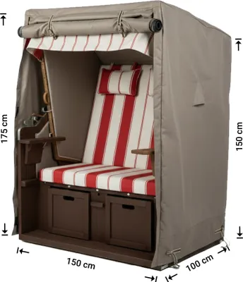 Produktbild von Raffles Covers Raffles Covers Strandkorbhülle | Atmungsaktiv | Wasserdicht | UV-beständig | Doppelnähte | Elastischer Kordelzug - Farbe: Taupe, Masse: 150 x 100