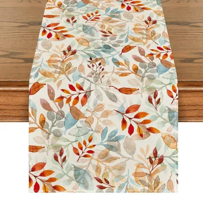 Produktbild von Tischläufer mit Herbstblatt-Motiv - Dekorative Tischwäsche für Küche und Essbereich - 40x180 cm