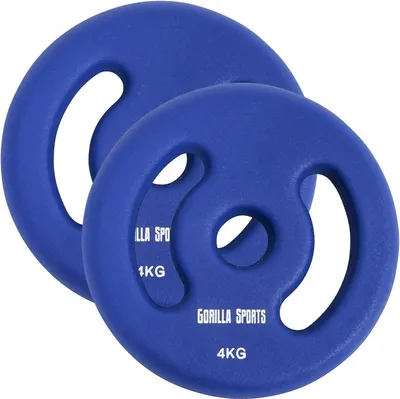 Two blue weight plates are shown on a white background.