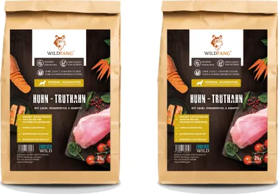 Produktbild von Wildfang Junior Premium Trockenfutter für Welpen mit 60% Huhn 2 x 6 kg, getreidefrei, glutenfrei, hypoallergen