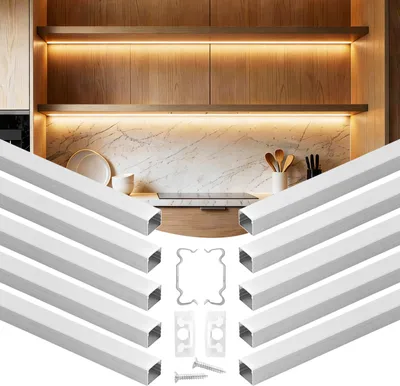 Produktbild von VEVOR LED Profil 10er-Pack 2 m, Eloxierte Aluminiumprofile mit Milchiger Abdeckung, Endkappen & Befestigungsclips, Kanäle, Diffusor, Leiste, Ideal für LED-Streifen, U-Förmig, Plus-Size
