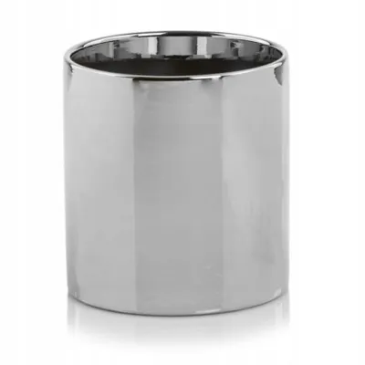 A silver ceramic pot on a white background.