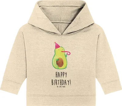 Produktbild von Mr. & Mrs. Panda Organic Baby Hoodie Avocado Geburtstag 12. - 18. Monat - Natural Raw - Geschenk, Kapuzenshirt, Frucht, Kapuzensweatshirt, Party, Alles Gute