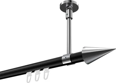Produktbild von Interdeco Innenlaufstange / Gardinenstange mit Innenlauf Schwarz / Chrom, Typ Sonette Savio (Kegel) Deckenmontage, 20 mm Ø 1-läufig, 260 cm